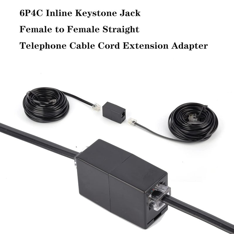 Ubramac Telephone Extension Cord Phone Cable Line Wire, with Standard RJ11 Plug (50FT-Black) - Image 4